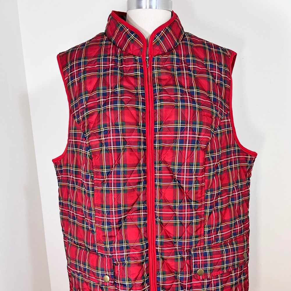 Appleseed's Berkshire Tartan Quilted Vest - Red Tartan Plaid 1XL